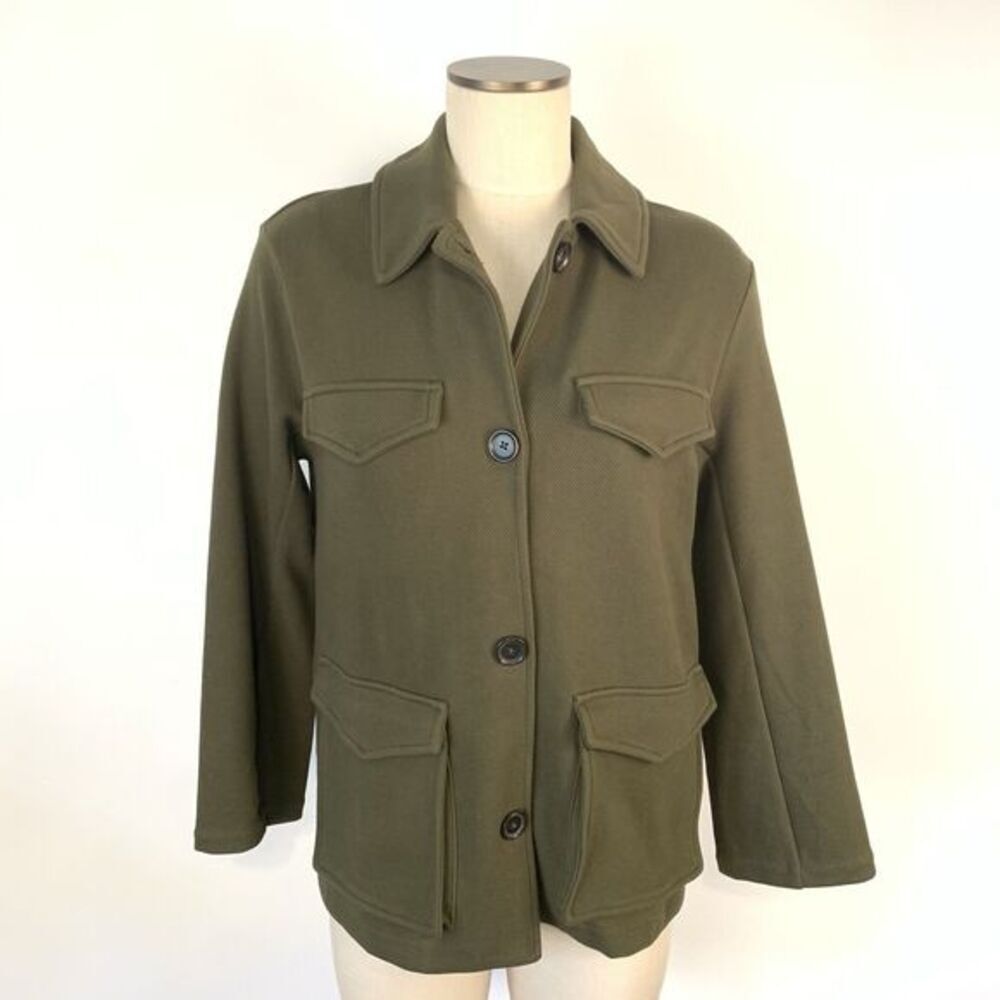 BANANA REPUBLIC Twill Pocket Utility 4 Button Jacket Dark Olive Green Small
